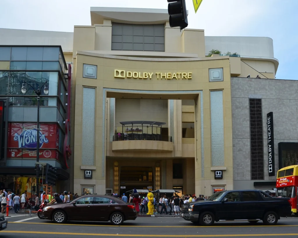 The Dolby Theatre and Hollywood Roosevelt Hotel, iconic Hollywood film shooting location for classic and modern movies