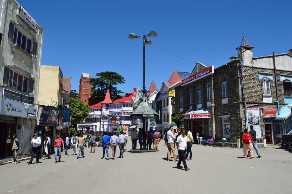 Scandal Point, one of the best Places to Visit in Shimla, with scenic mountain views, bustling Mall Road, and vibrant atmosphere.