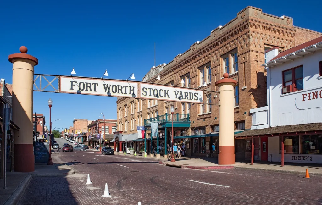 Fort Worth Stockyards, a top historic attraction near Dallas, one of the best Things to Do in Dallas for Western culture.