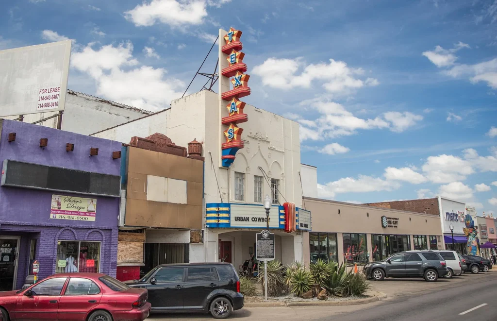 Texas Theatre Dallas among the top Things to Do in Dallas, featuring its historic facade and iconic vintage marquee.