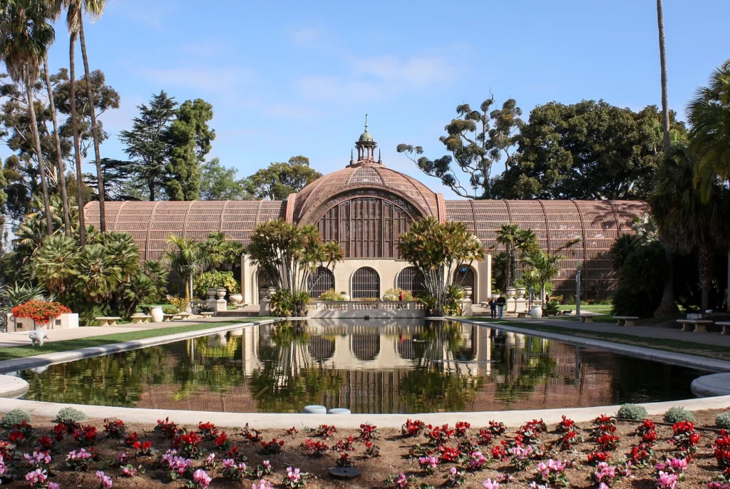 Balboa Park, one of the top Things to Do in San Diego, featuring gardens, museums, historic architecture, and lush landscapes.
