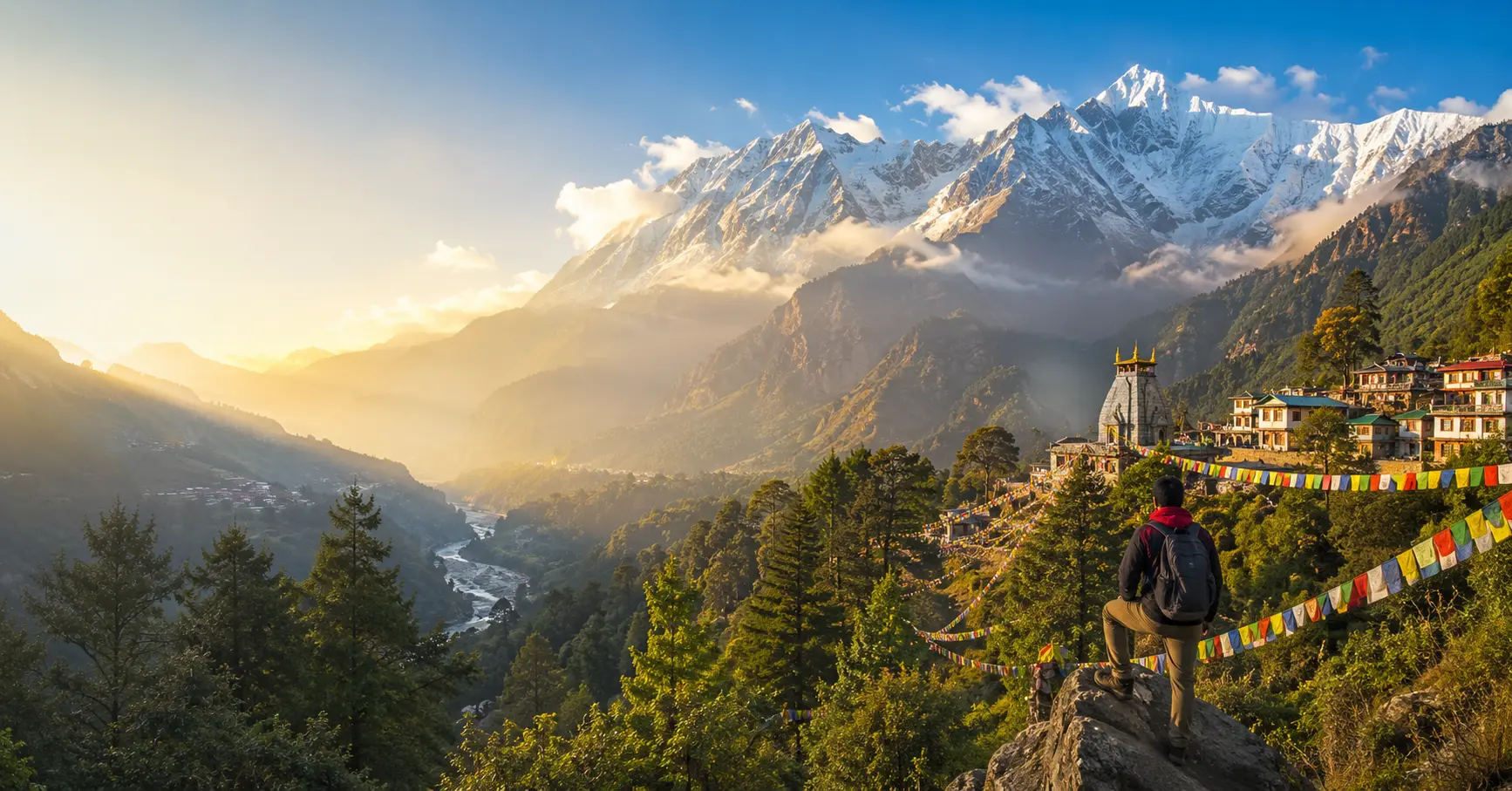 Places to Visit in Uttarakhand featuring Himalayan peaks, scenic hill stations, rivers, temples, and lush valleys in 2026.