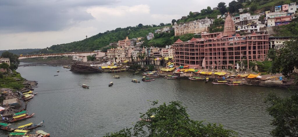 Famous Lord Shiva Temples in India: Omkareshwar Temple in Madhya Pradesh, a sacred Jyotirlinga on the Narmada River