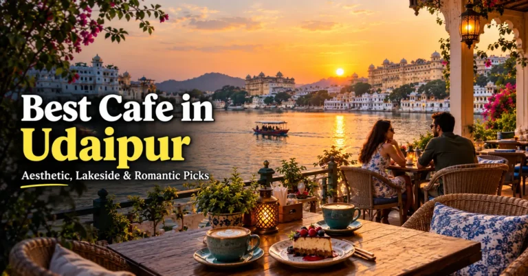 Best Cafe in Udaipur with an aesthetic rooftop setting, romantic ambiance and scenic Lake Pichola views