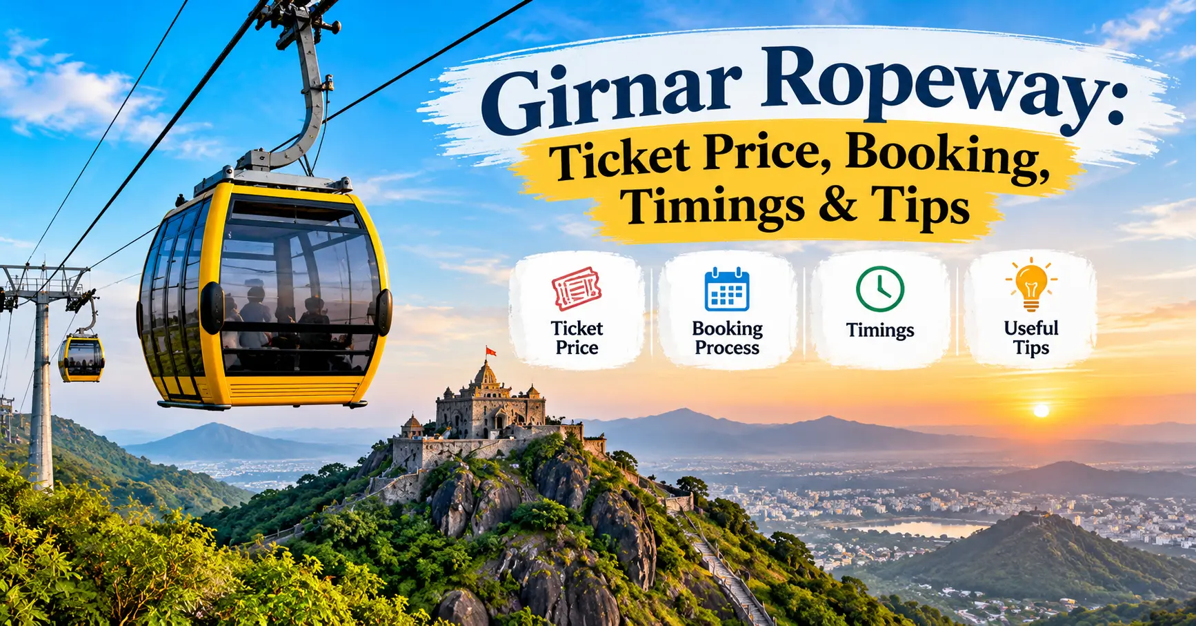 Girnar Ropeway cable car over the Girnar hills in Junagadh, Gujarat
