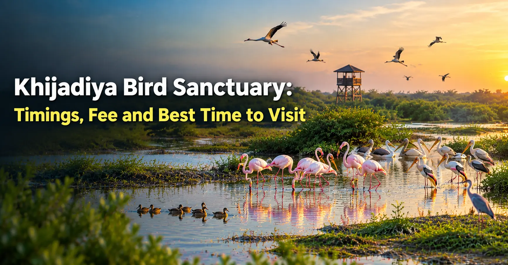 Khijadiya Bird Sanctuary with migratory birds, wetlands and scenic views in Jamnagar, Gujarat