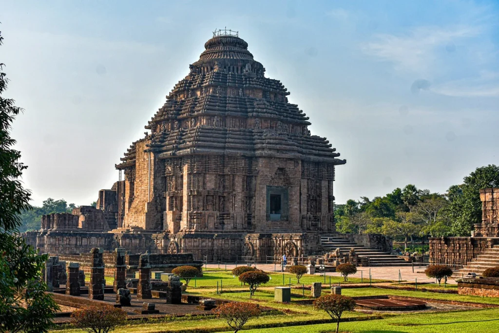 Konark Sun Temple stone chariot wheel in Odisha, one of the famous unesco world heritage sites in india